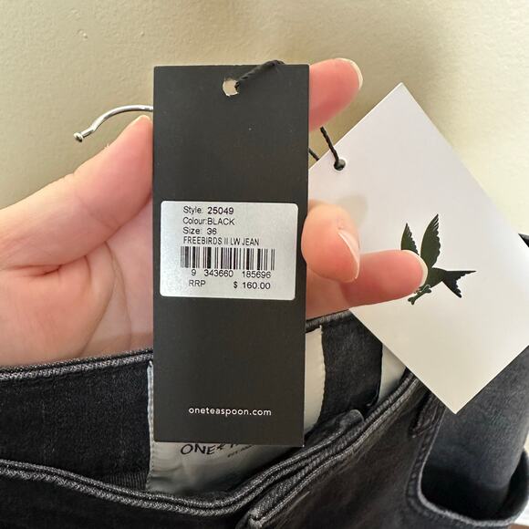One Teaspoon Freebirds Low Waist Stretch Skinny Denim Jeans Black Plus Size 16 - Picture 8 of 9